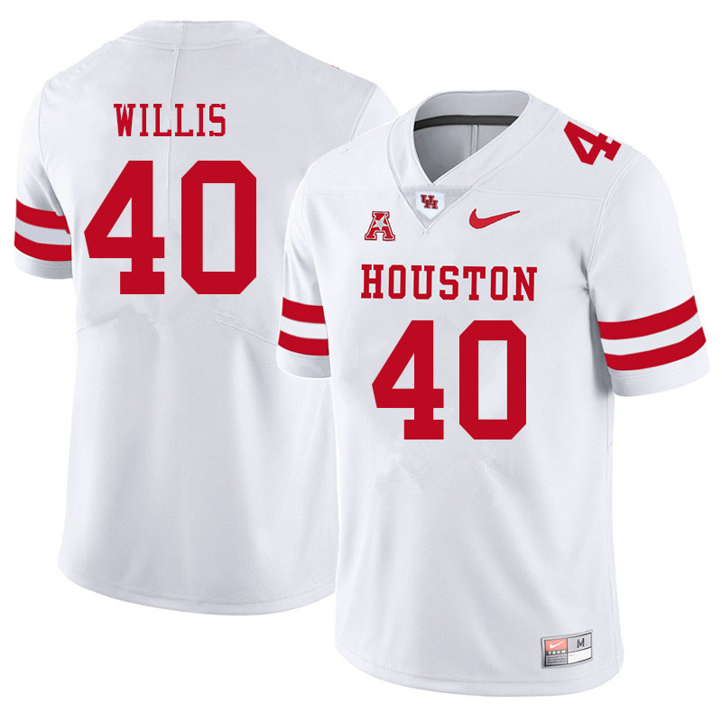Men #40 Aaron Willis Houston Cougars College Football Jerseys Sale-White - Click Image to Close